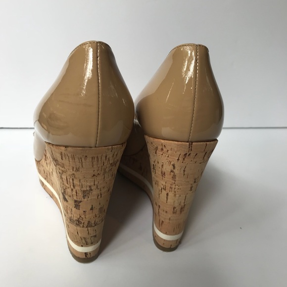 Prada Milano Nude Peep Toe Wedges Size 38/8 - Picture 4 of 8